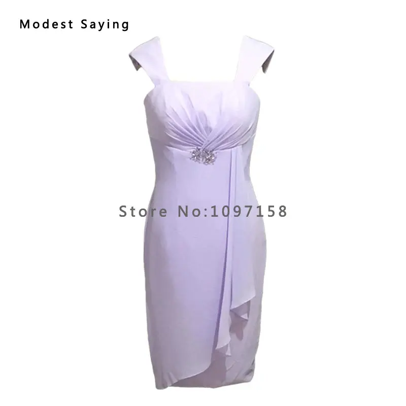 Элегантный сиреневый SheathPleat бисером шифон мать невесты платья 2017 длинный рукав