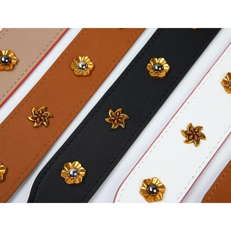 Retro Bee Straps For Bags Genuine Leather Handles Handbags Wide Shoulder Strap Metal flower decoration Anse Sac A Main | Багаж и сумки