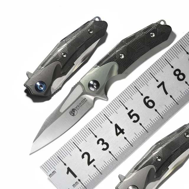 Складной нож VENOM mini ATTACKER с шариковым подшипником M390 лезвие из титана + углеволокна