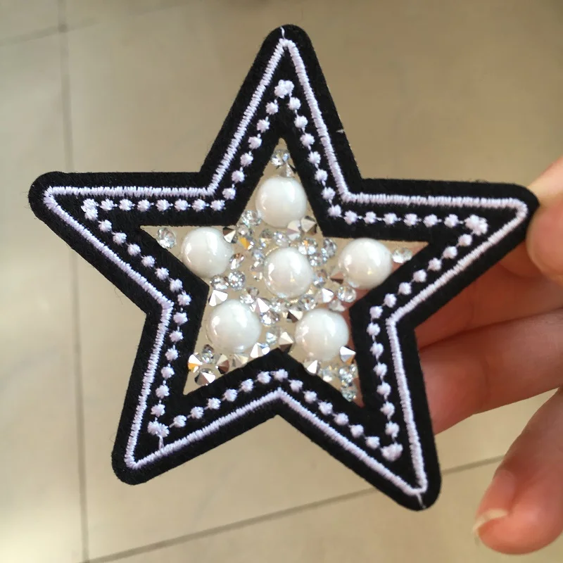 10PCs Star Patch Applique Embroidery Clothes Badges Patches Iron on T-shirt Hat DIY Decoration Rhinestones Badge for Coat Jacket | Дом и сад