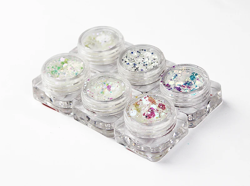 

Rainbow Dazzling Glitter mix, "Snow white", iridescent, hexagonal, nail art, resin UV 6 pcs Ultra-thin Mermaid Hexagon Flakes