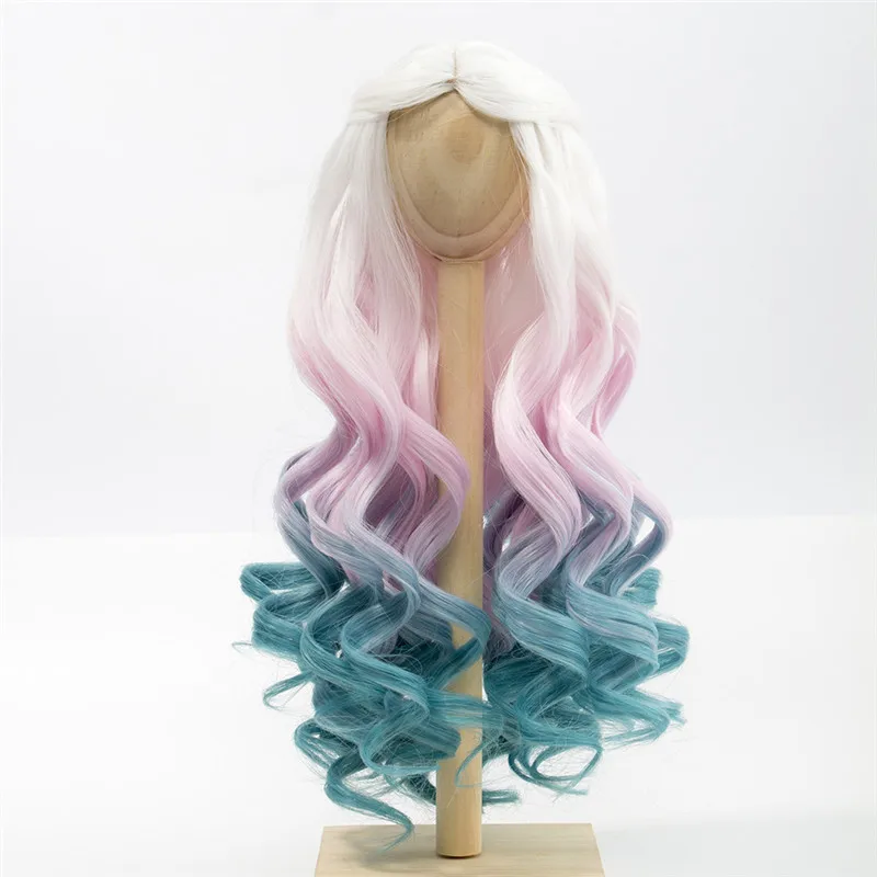 1001RT2334RT4811 BJD/SD парик для кукол волосы термостойкие провода длинные вьющиеся белый розовый синий зеленый Ombre парики для 1/3 1/4 куклы - Цвет: 1001RT2334RT4811
