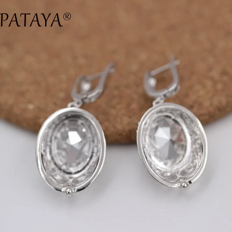 PATAYA, эксклюзивные сережки из настоящего белого золота, разноцветные Круглые висячие серьги из натурального циркония, женские вечерние ювелирные изделия