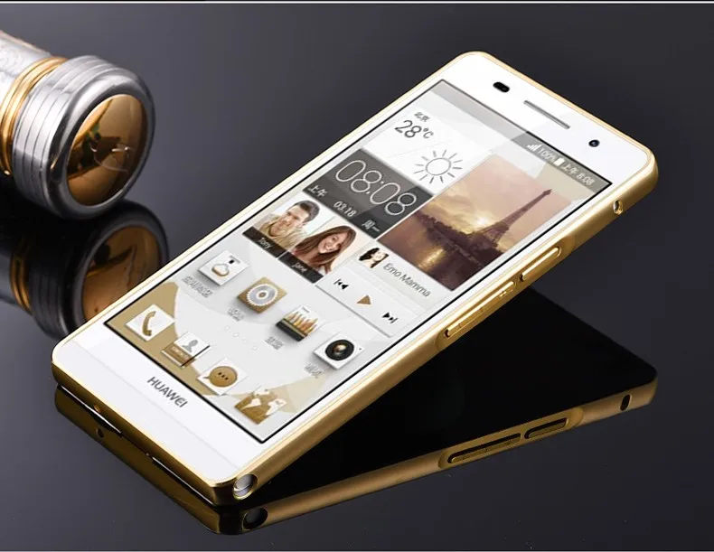 Чехол для телефона huawei P7 p6 Электрический Алюминиевый металлический каркас зеркальная акриловая задняя крышка чехол для huawei Ascend huawei P7 крышка C