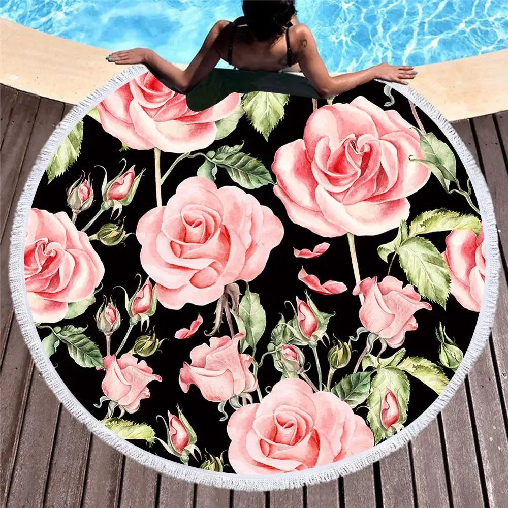 

Free shipping Gift Retro Rose Peony Flower Liberty Floral Large Sauna Swim Spa Bath Beach Towel Blanket Yoga Meditation Mat