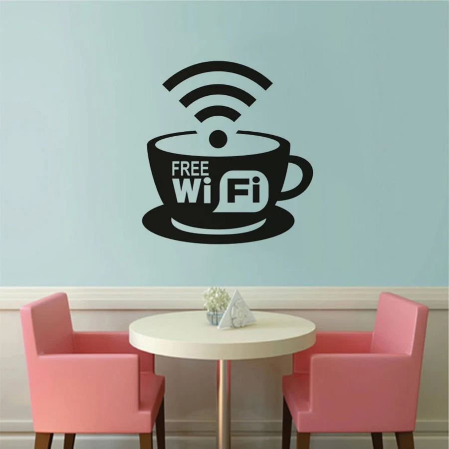 Кафе магазин Декор Бесплатный Wifi вывеска съемный стикер на окно кофейная чашка