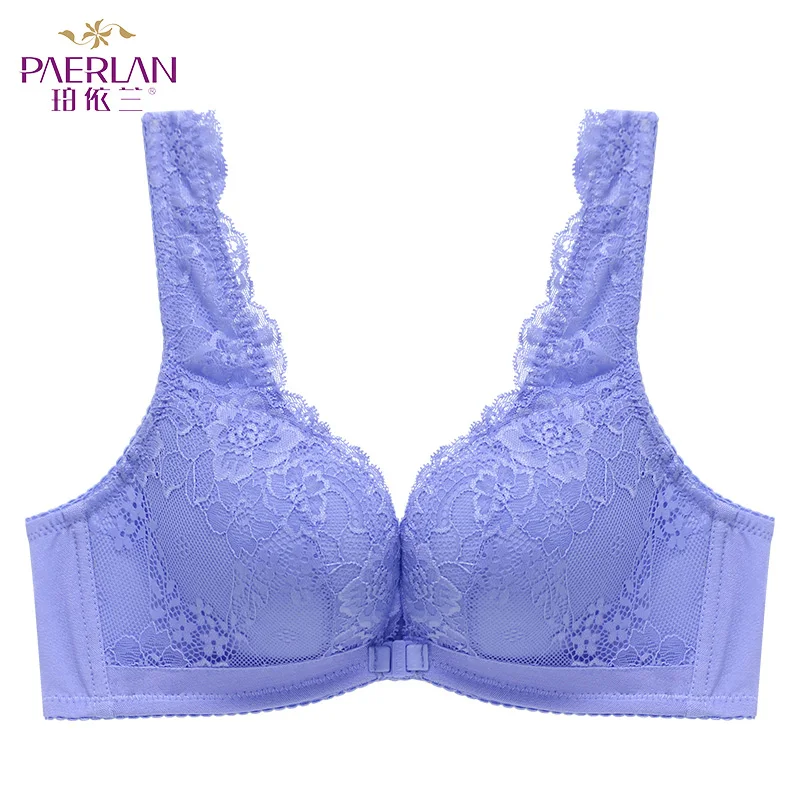 Quiet blue PAERLAN, без косточек, с застежкой спереди, кружевной женский бесшовный бюстгальтер, сексуальный, для лета, маленькая грудь, толстый, пуш-ап, жилет, нижнее белье для женщин - Цвет: Quiet blue
