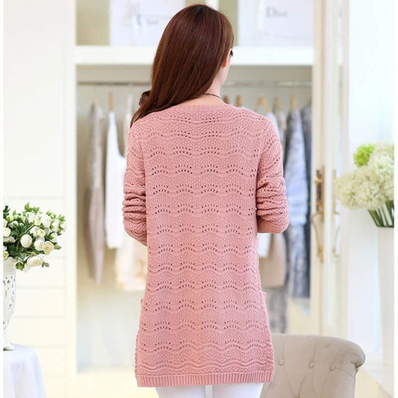 Женский вязаный кардиган облегающий средней длины верхняя одежда большого