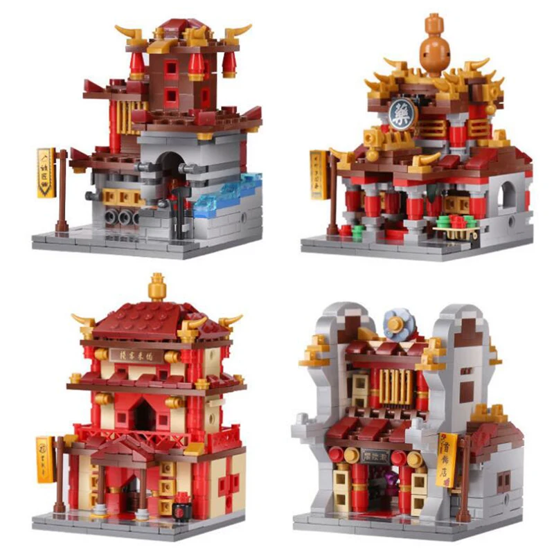 

Mini Street Model Store Shop City Series Chinese street scene Building Block Toys Compatible with toys for children oyuncak