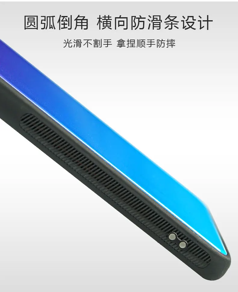 Tempered Glass Case for OnePlus 6 1+6 Gradient Color Hard Back Cover One Plus Soft TPU Silicone Bumper On For 6.28'' |