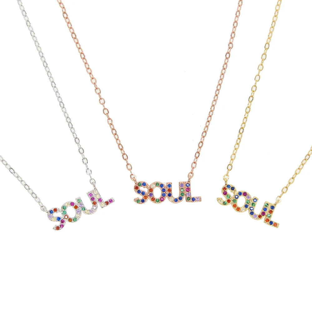 Женское Ожерелье с надписью SOUL word разноцветное ожерелье кубическим цирконием
