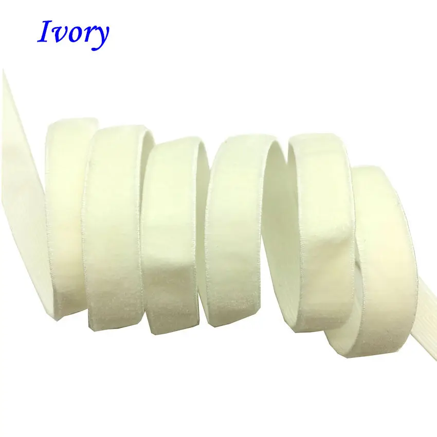 Ivory 50 ярд 3/" 10 мм ширина разноцветные варианты бархатная эластичная лента велюровая тесьма тканевая повязка на голову лента для волос аксессуар белая кружевная ткань - Цвет: Ivory