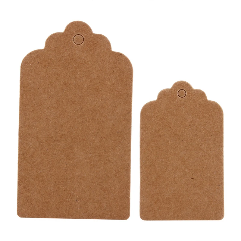 100pcs/bag Kraft Paper Tags Scallop Head Label Luggage Christmas Wedding Party Note DIY Blank Price Hang tag Gift Tag | Дом и сад