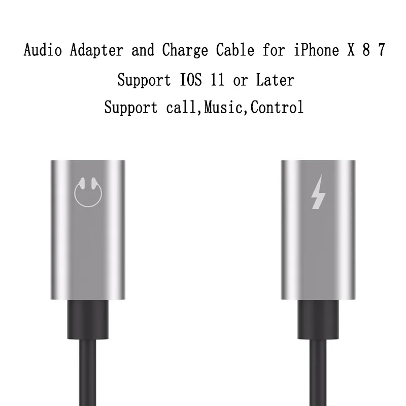100% Test Double Jack Audio Adapter for iPhone 7/8/X Sup iOS 11.4 Charging or Call For Earphone Music Converter | Мобильные телефоны