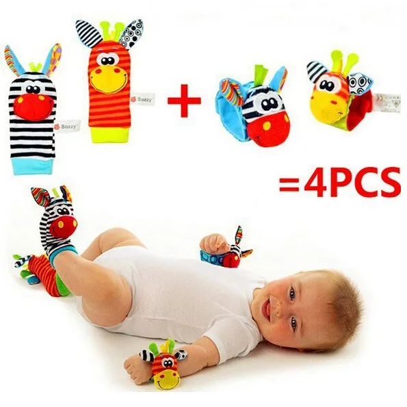(4 шт. = 2 талии + носки)/много игрушки трещотки младенца Sozzy Garden Bug Наручные