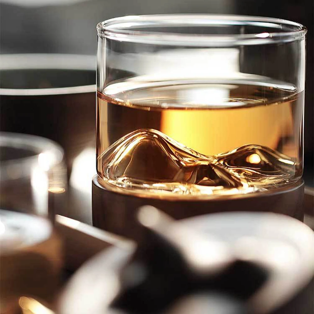 Стеклянные стаканы для виски Brandy Snifters бокалы барные чашки с деревянной основой