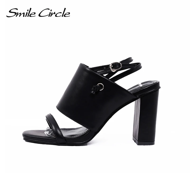 Smile Circle/2018 летние сандалии женская обувь с квадратным носком на высоком каблуке