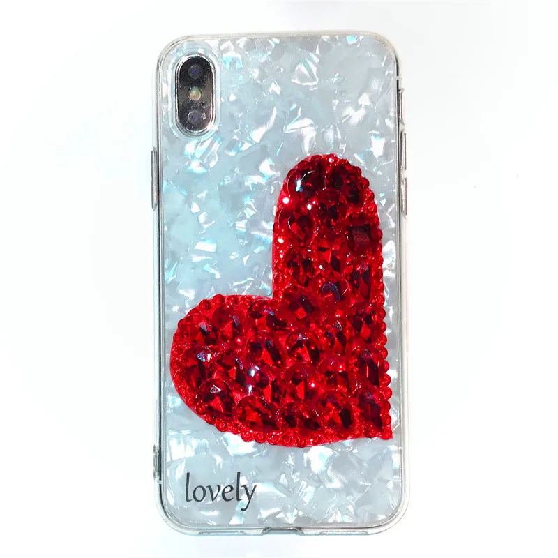 Luxury Diamond Love Heart Phone Case For iPhone X XS XR Max 6 6S 7 8 Plus Bling Rhinestone Soft TPU Shell Cover |
