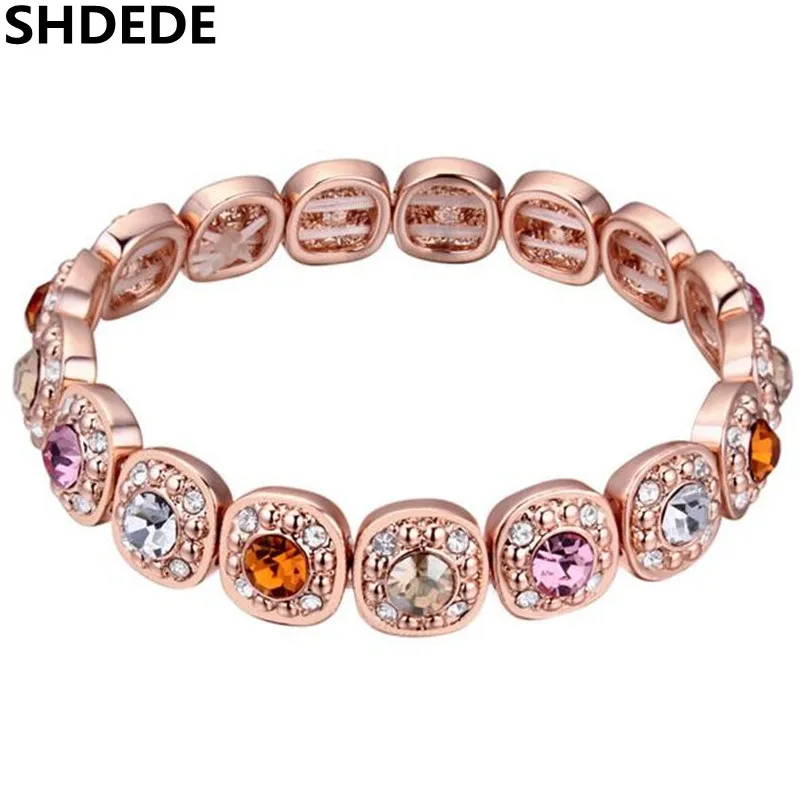 SHDEDE женские ювелирные изделия с кристаллами от Swarovski Красочный Эластичный браслет для женщин Подарки для матери-18500