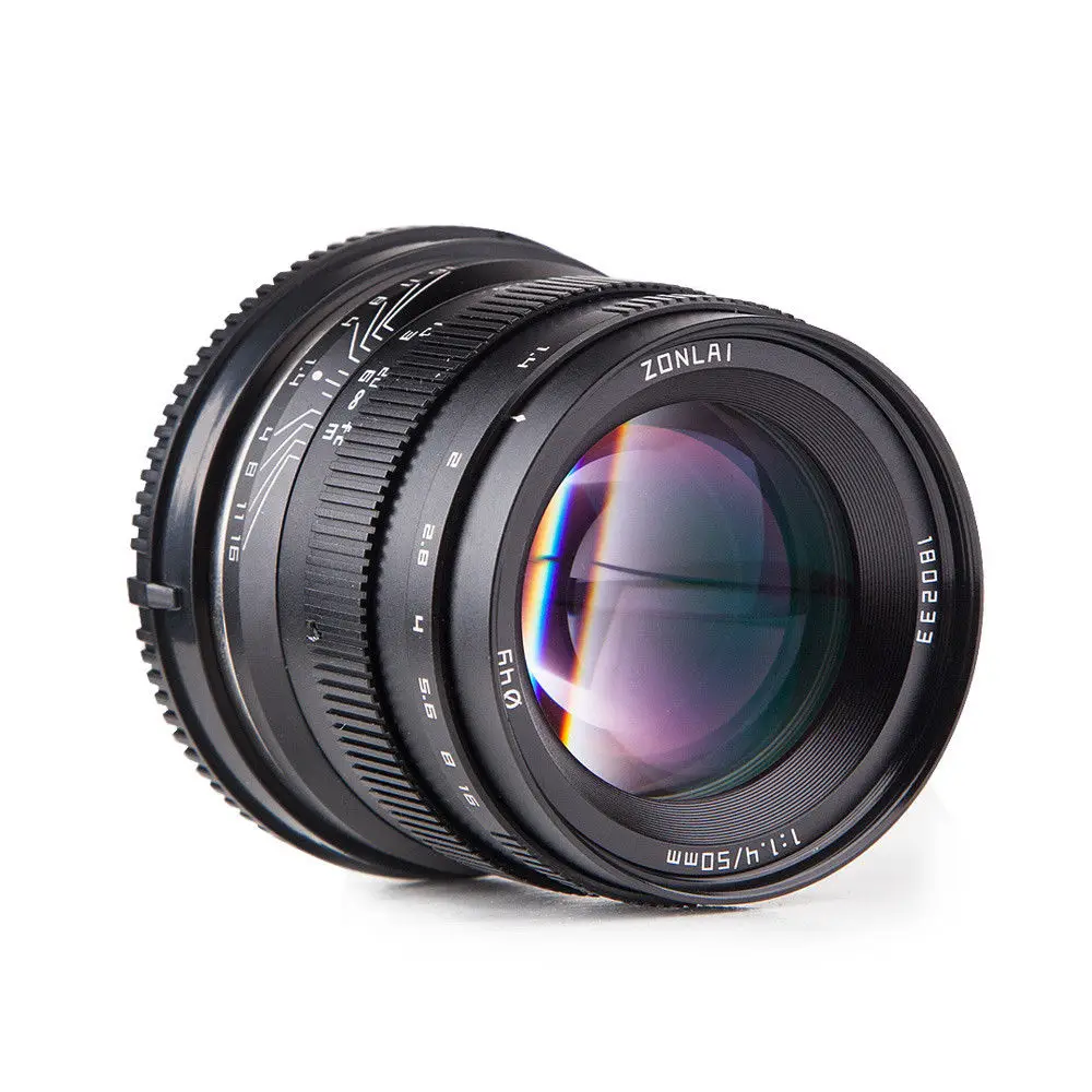 Zonlai 50 мм F1.4 объектив с фиксированным фокусным расстоянием большой апертурой