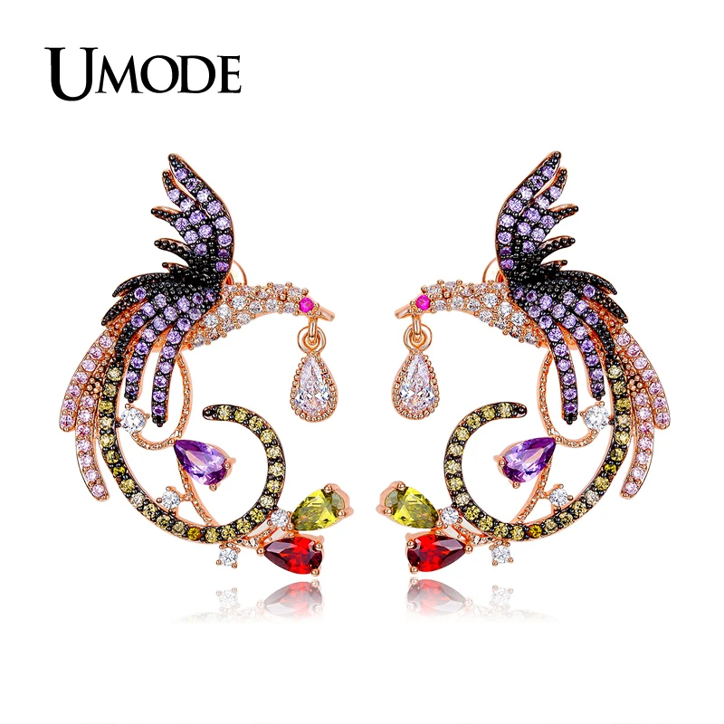 Женские серьги гвоздики в форме феникса с фианитом|phoenix earring|earrings fashioncolor fashion |