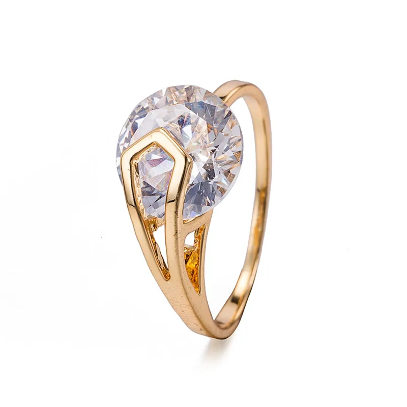 

High Quality Size 5.25-9 Big Oval Zircon Ring For Women Fashion Golden Copper Ring Wedding Female Charm Jewelry Accessories