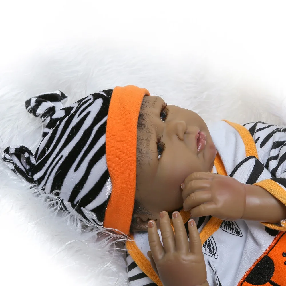 Лидер продаж 2017 черный виниловый мягкий реалистичный младенец-реборн NPKCOLLECTION