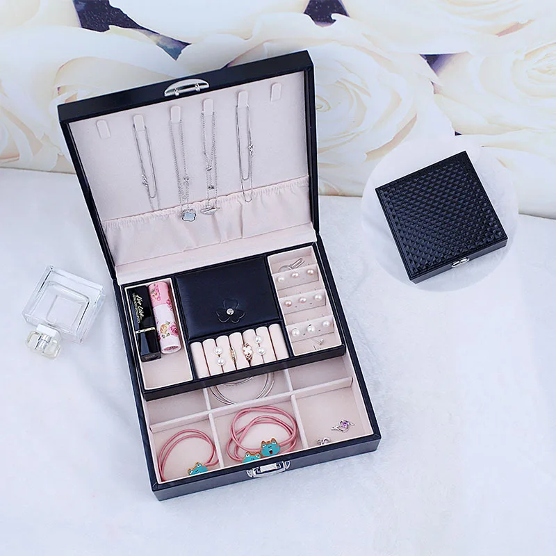 Кожаная Коробка для ювелирных изделий Подарочная коробка упаковки большой