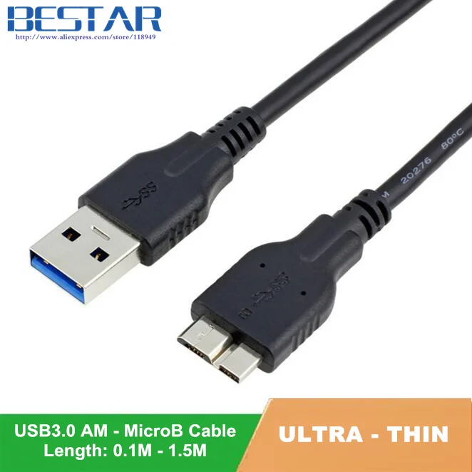 Micro B USB 3 0 короткий кабель синхронизации данных тонкий 30 см 60 1 м для LaCie P9220 P9223
