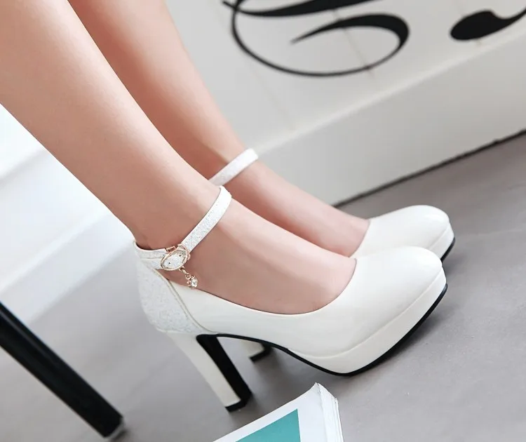 

2019 Women Pumps Sweet Style Square High Heel Flock Pointed Toe Spring and Autumn Elegant Shallow Ladies Shoes Size 34-43 vbn8