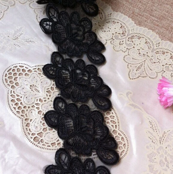2 метра в лоте Красивая Черная кружевная ткань с отделкой для свадебного платья