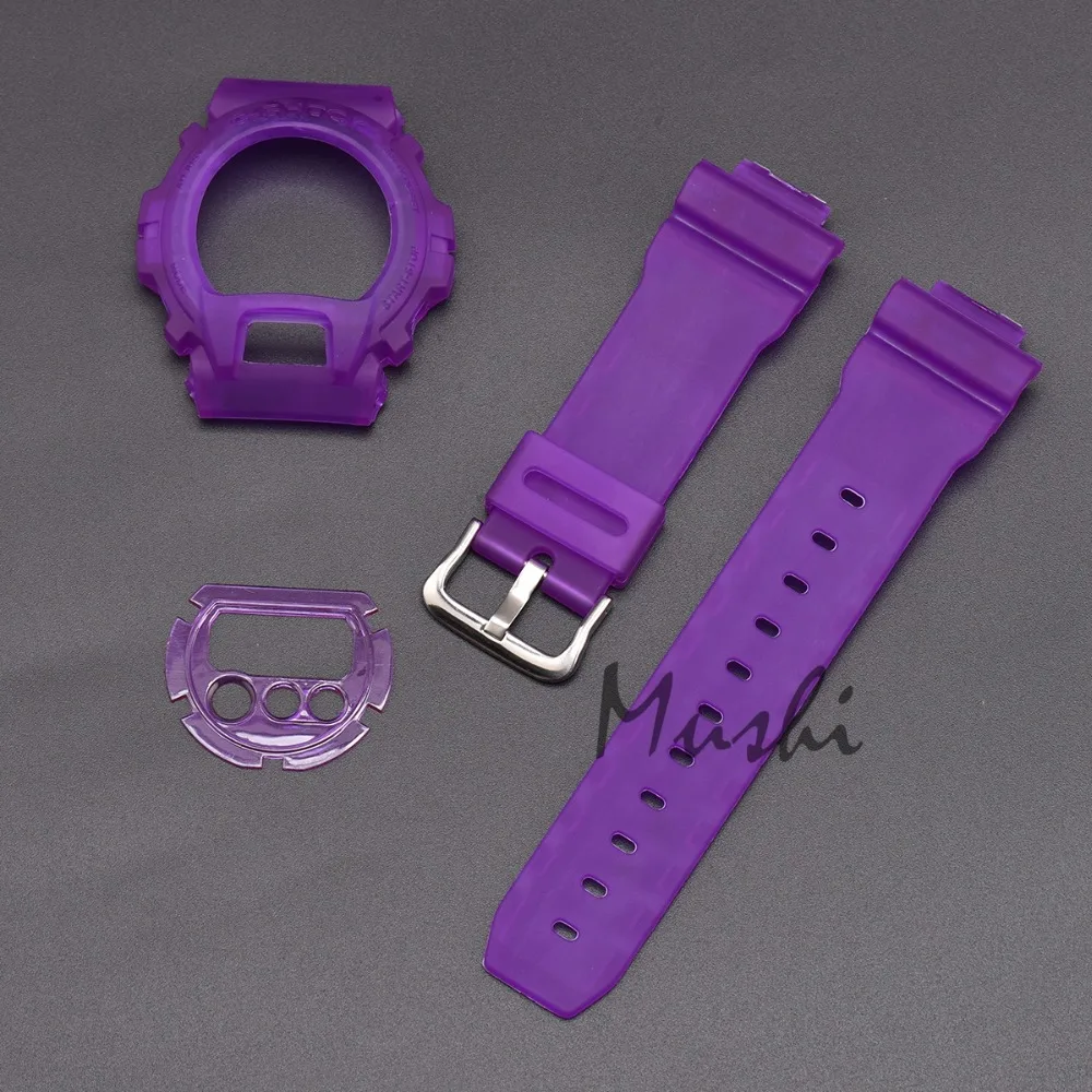 Mushi ремешок для часов Casio DW 6900 6930 6600 черный резиновый спортивный мужской ремешок с пряжкой чехол для часов с инструментом