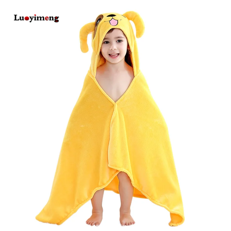 yellow dog Детское полотенце с капюшоном и рисунком животных, пляжные банные халаты, мягкий детский пончо, купальный костюм, полотенце для мальчиков и девочек, детский халат - Цвет: yellow dog