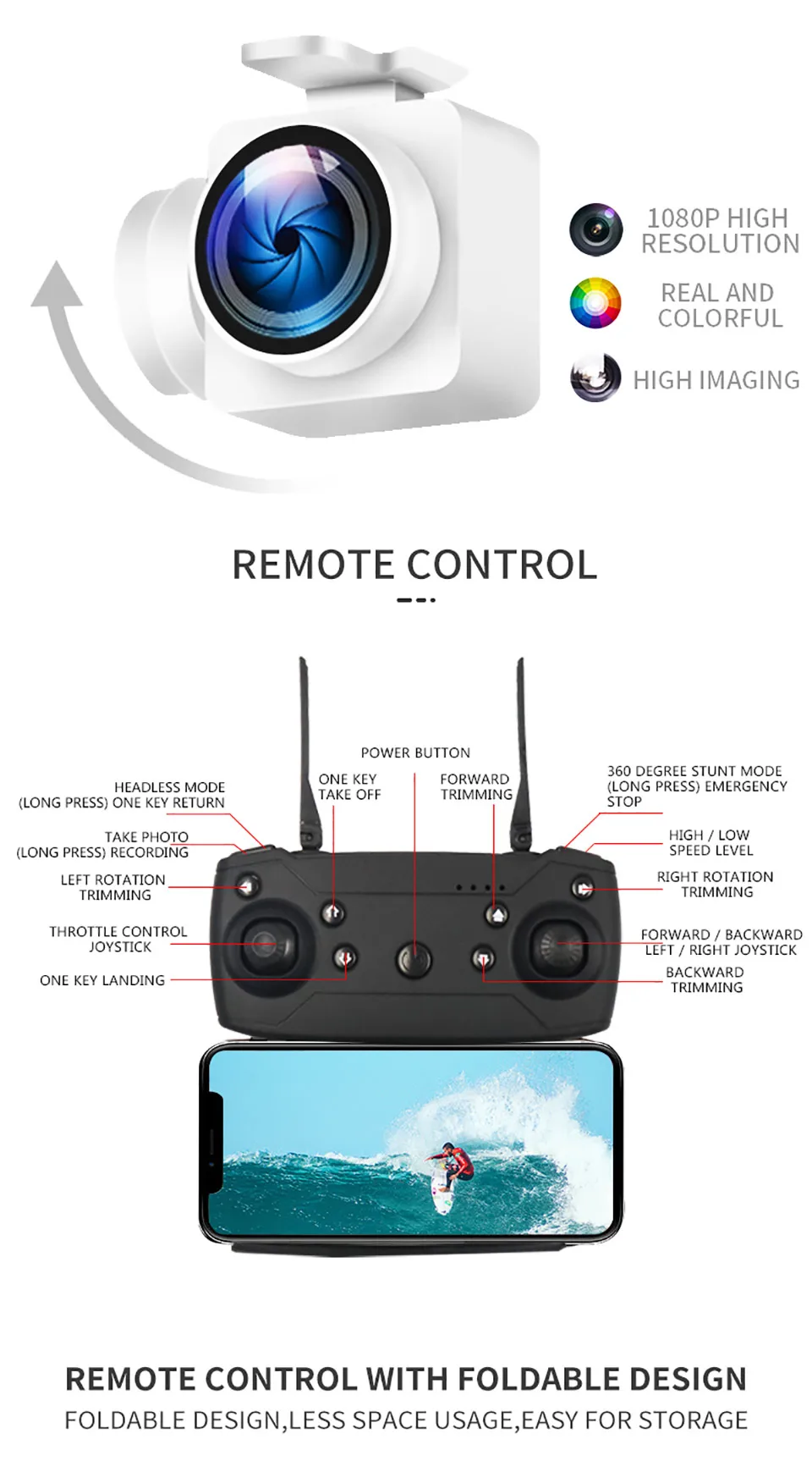 Global Drone GW26 FPV Wifi Дрон с HD 1080P камерой дистанционного управления вертолет RC игрушки Квадрокоптер