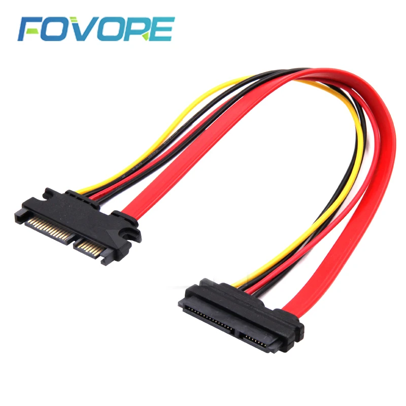 22Pin SATA Кабель Штекерный к женскому 7 + 15 Pin Serial ATA Data Power Combo Удлинительный кабель