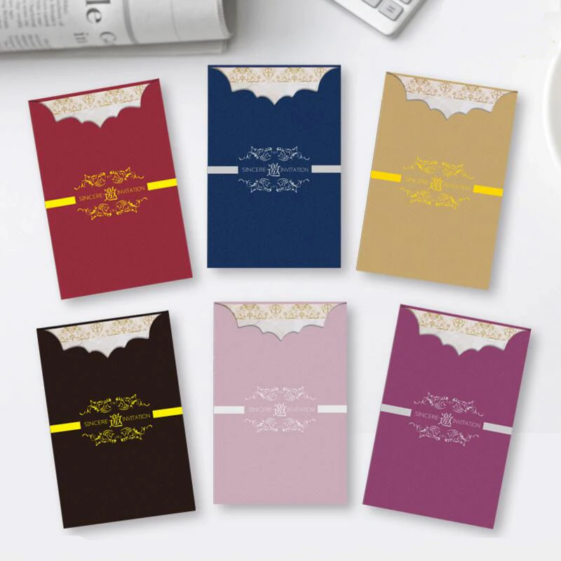 10pcs/lot Bronzing Vertical Paper Card Business Opening Invitations Wedding Birthday Party Invitation Cards |