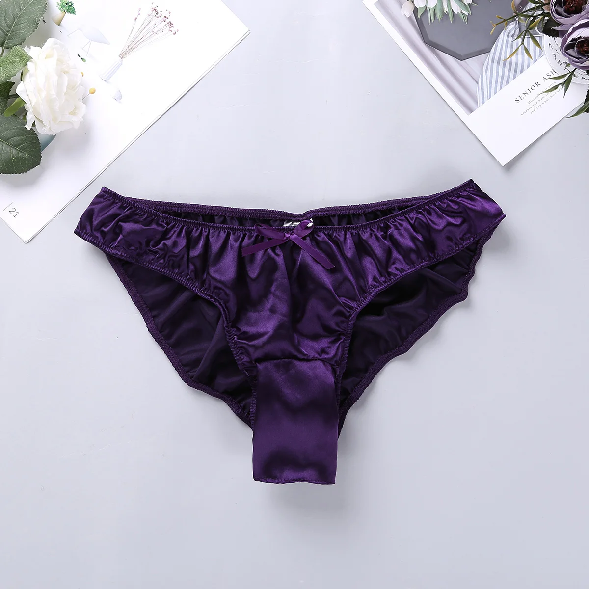 Мужские атласные трусы TiaoBug мягкие блестящие с низкой посадкой открытые трусики