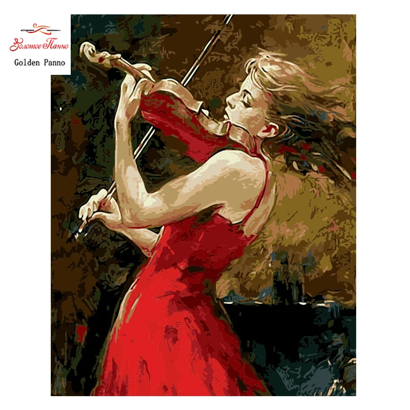 

Golden Panno,Needlework,DIY DMC 14CT Cross stitch Kit,crafts,Counted Pattern Embroidery Cross-stitch,christmas,violinist 929