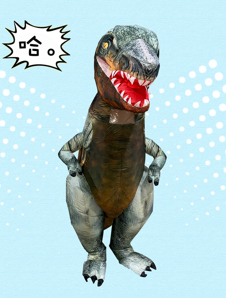 Надувной костюм T Rex Raptor, карнавальный костюм, Кошмар перед Рождеством, костюм динозавра, аниме