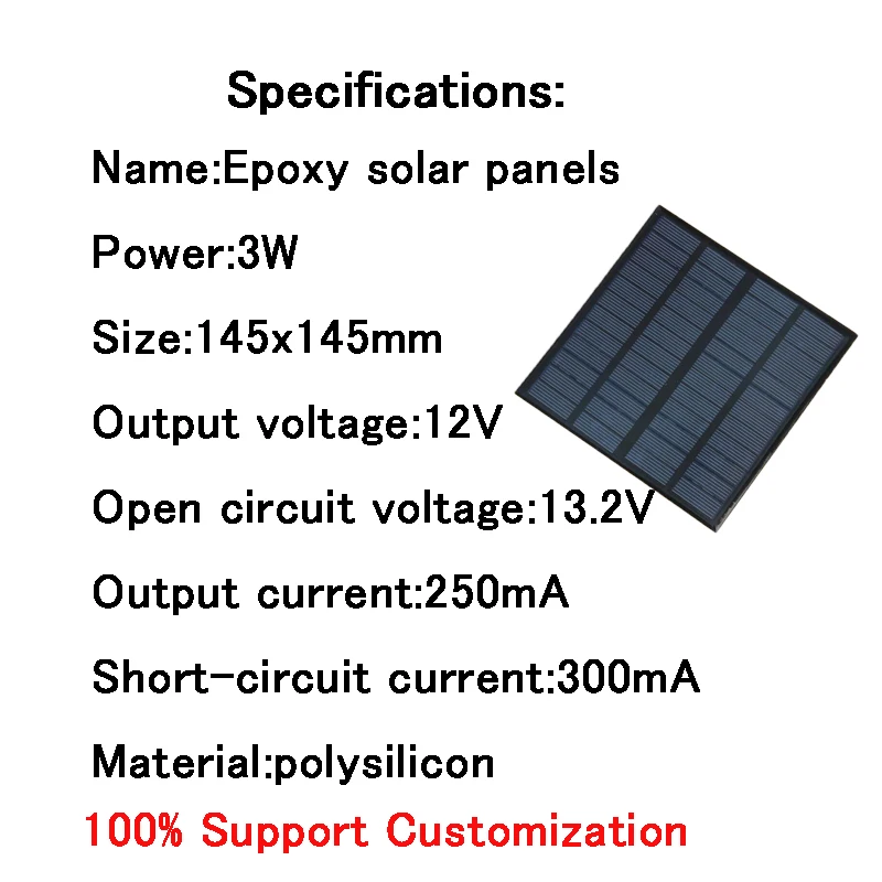 Fovigour 3 Вт 12 в 250 мАч Мини солнечная панель из эпоксидной смолы DIY x мм|solar cell|epoxy solar