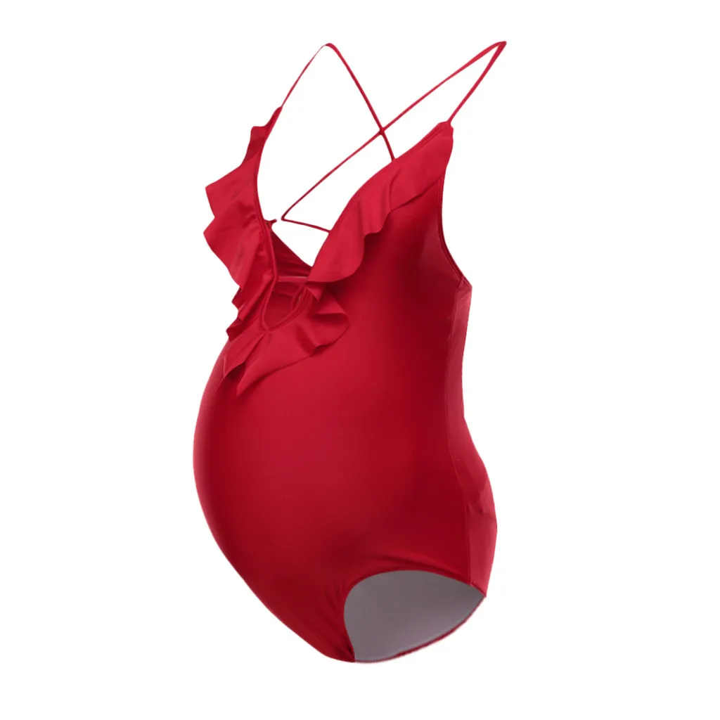 Женский купальник бикини для беременных Цельный летняя пляжная одежда