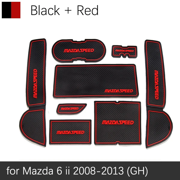 Красный Для Mazda 6 2008~ 2013 GH противоскользящие резиновые чашки коврики ворота Слот коврик 2009 2010 2011 2012 Седан универсал аксессуары Стикеры стайлинга автомобилей - Название цвета: Красный