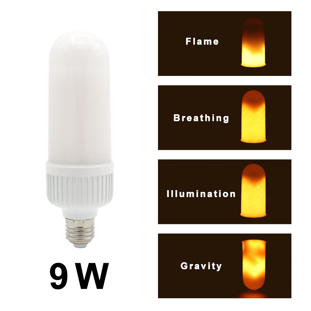AC 85-265V 2835SMD светодиодный светильник с эффектом пламени E27, имитирующий 3 Вт 9 Вт Мерцающая лампа, декоративный креативный светильник с эффектом мерцания