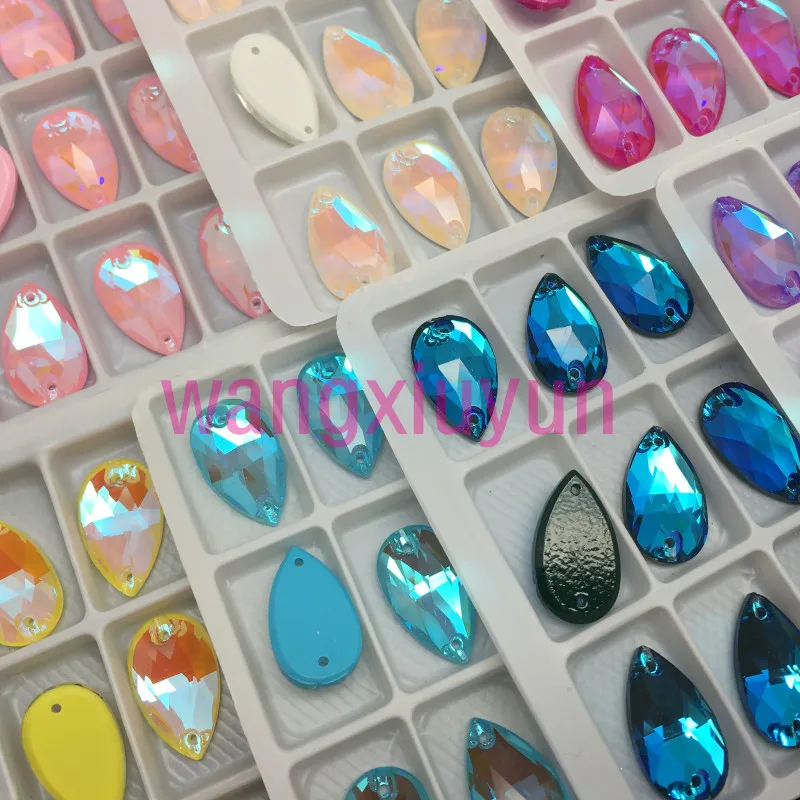 Мокко AB Colors 3230 K9 стеклянный Хрустальный каплевидный пришивной камень с плоской