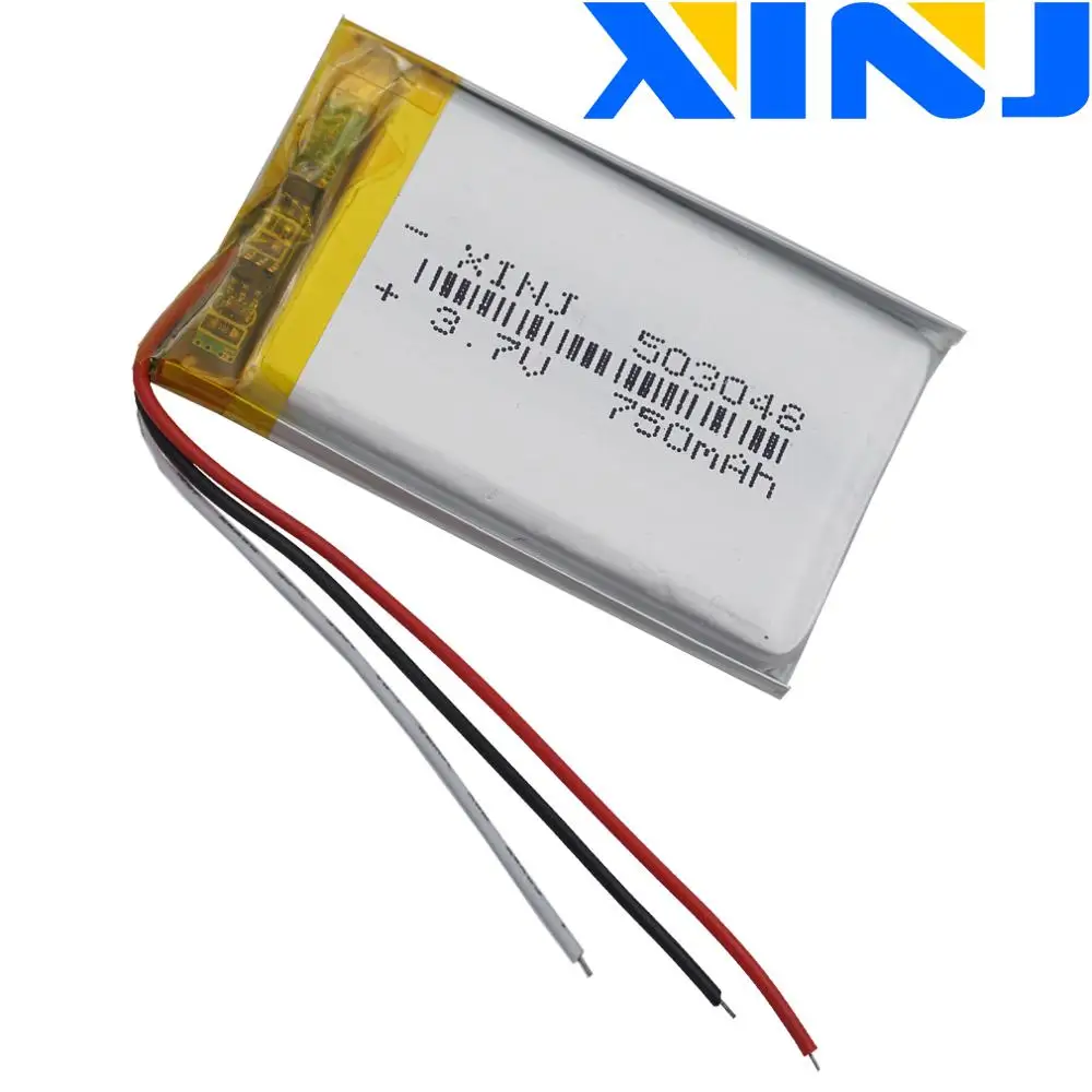 

3.7V 750mAh Rechargeable 3 Wires Thermistor Polymer Li Lipo Battery 503048 For GPS Car Camera Bluetooth Speaker Light DashCam