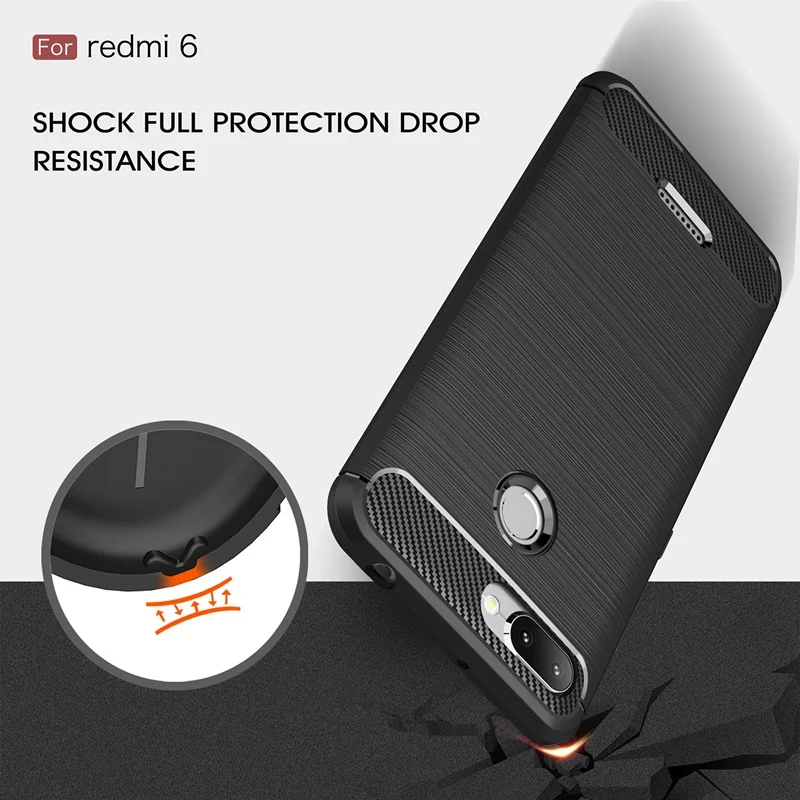 Чехол UPaitou для Xiaomi Redmi 6 Ультратонкий чехол из углеродного волокна мягкий ТПУ