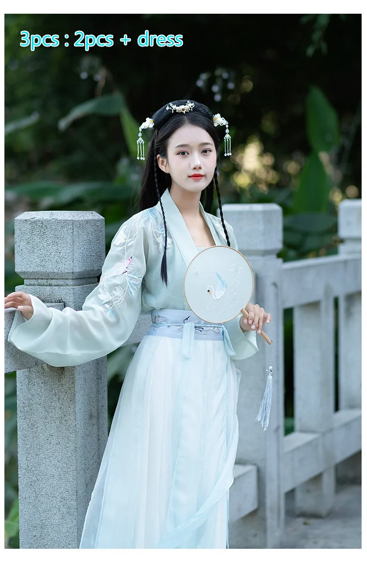 3pcs Женское китайское платье Hanfu, древний костюм сказочной принцессы, традиционная Династия Тан, элегантный танцевальный костюм, сценический костюм - Цвет: 3pcs