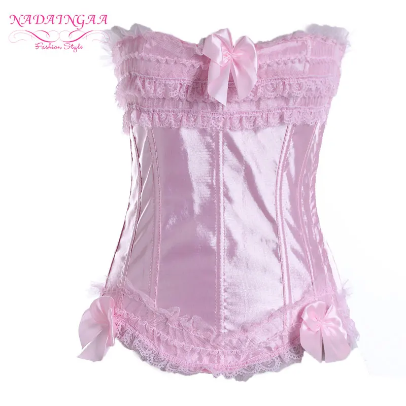 Women Sexy Satin Overbust Corset Lace up Busiter Shapewear Outfit Waist Trainer Slimming Cincher Corselet Plus Size S-6XL | Женская