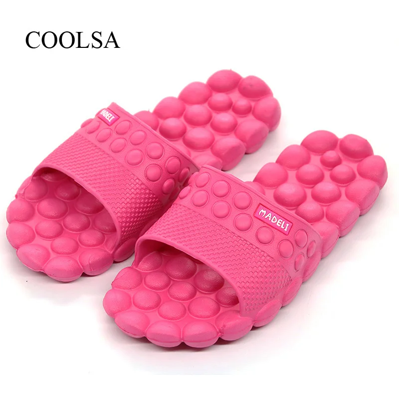 COOLSA/женские летние однотонные Нескользящие массажные шлепанцы на плоской