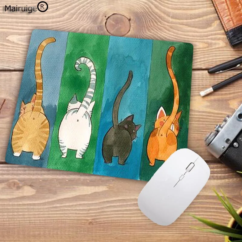 22X18CM Mairuige Винтаж Прохладный милый кот хвост DIY Дизайн узор игровой коврик Размеры для 18x22 см 20x25 см 25x29 см украсить ваш стол - Цвет: 22X18CM